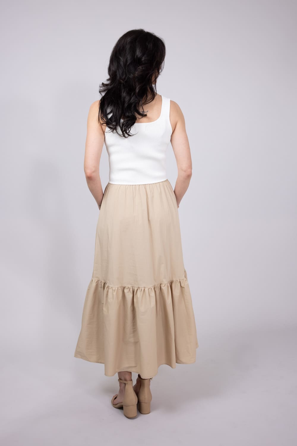 Elan Mix Media Maxi Dress for Women in Sand White