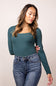 Long Sleeve Bodysuit for Women in Dark Green