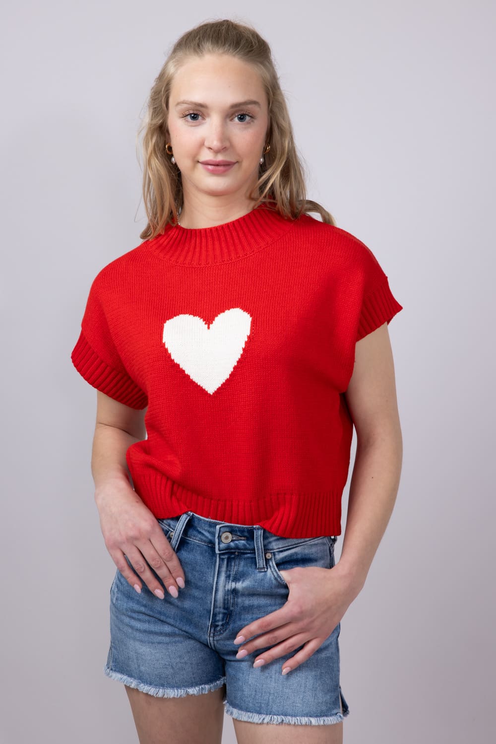 Heart Sweater for Women in Red
