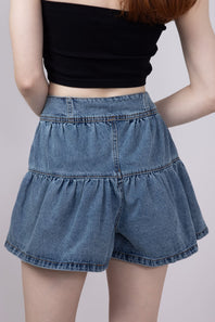 High Waist Flare Denim Shorts for Women