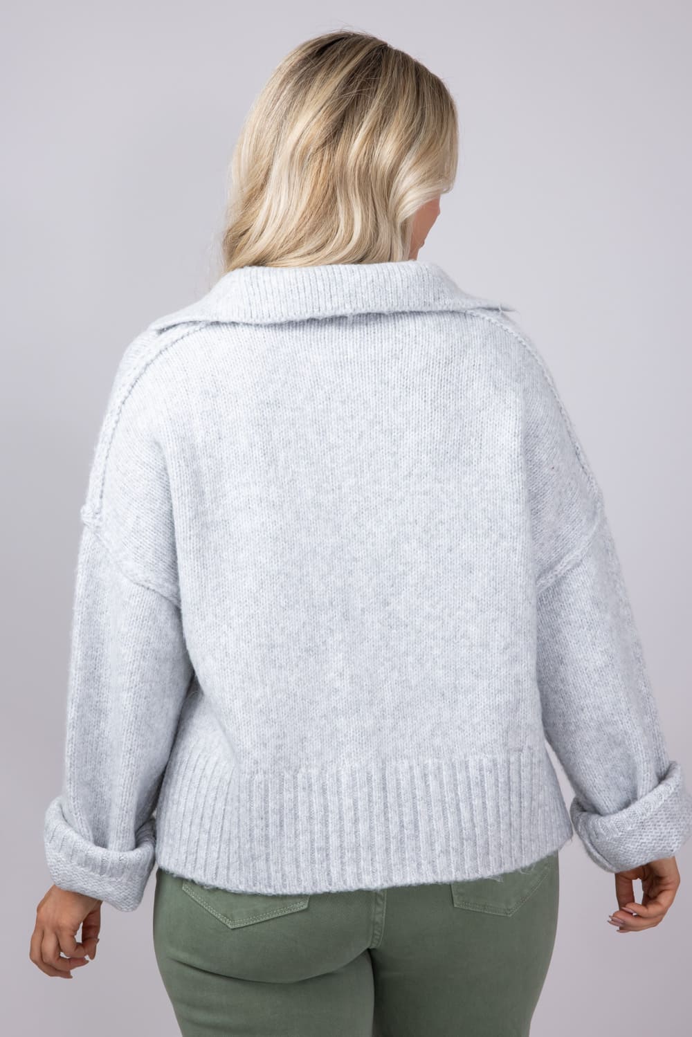 Johnny Collar Sweater for Women in Grey