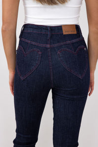 Judy Blue High Rise Dark Wash Heart Pocket Skinny Jeans for Women