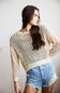 Crochet Long Sleeve Top for Women in Natural