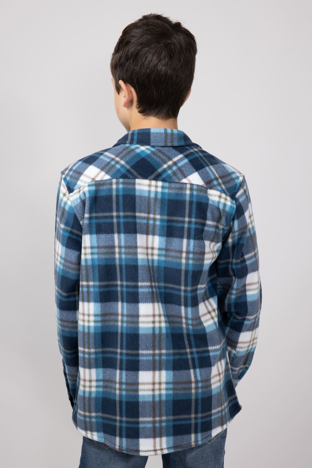O’Neill Youth Glacier Super Fleece Plaid Shacket for Boys in Midnight Navy