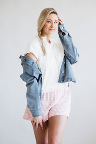 Plaid Boxer Lounge Shorts for Women in Pink