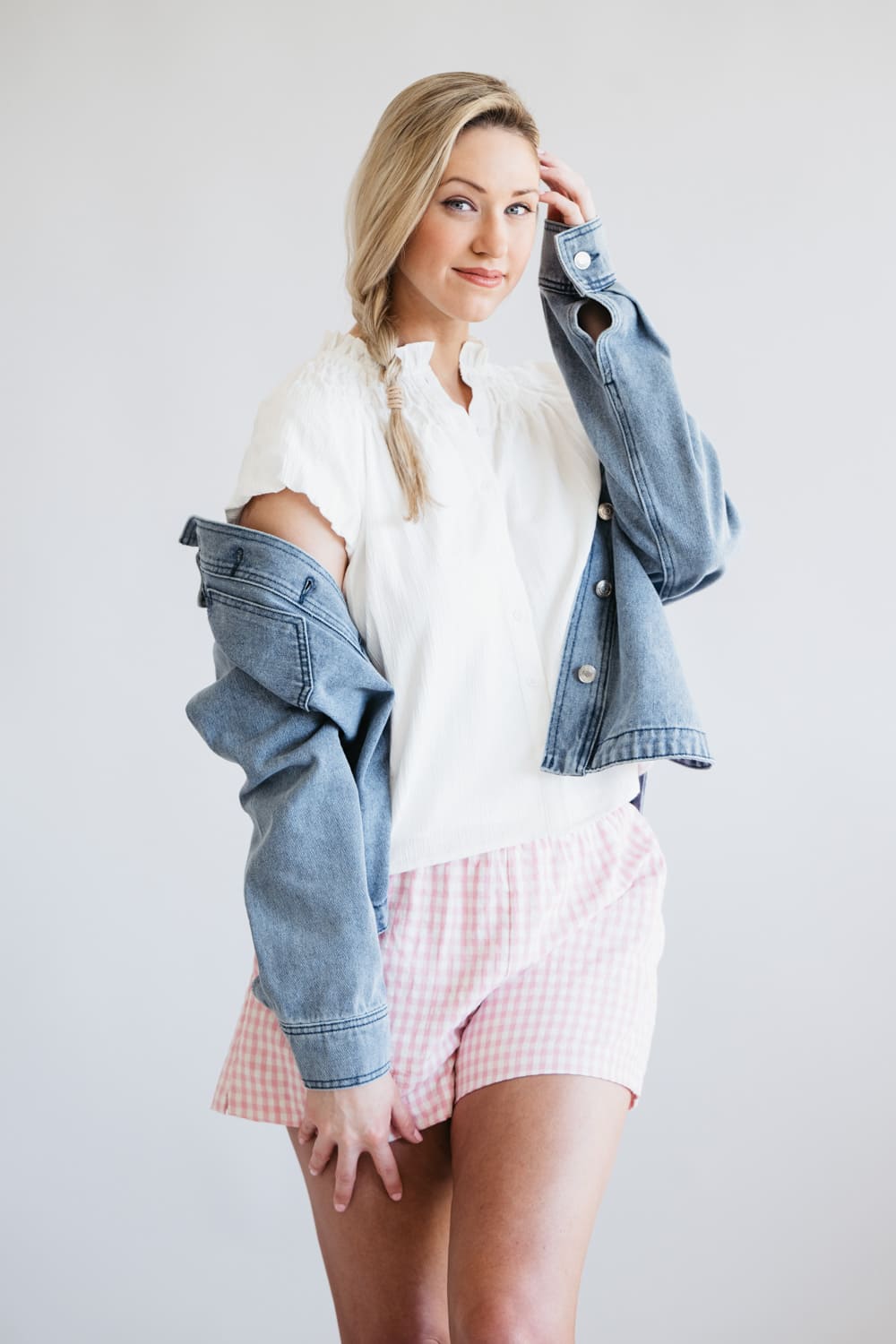 Plaid Boxer Lounge Shorts for Women in Pink