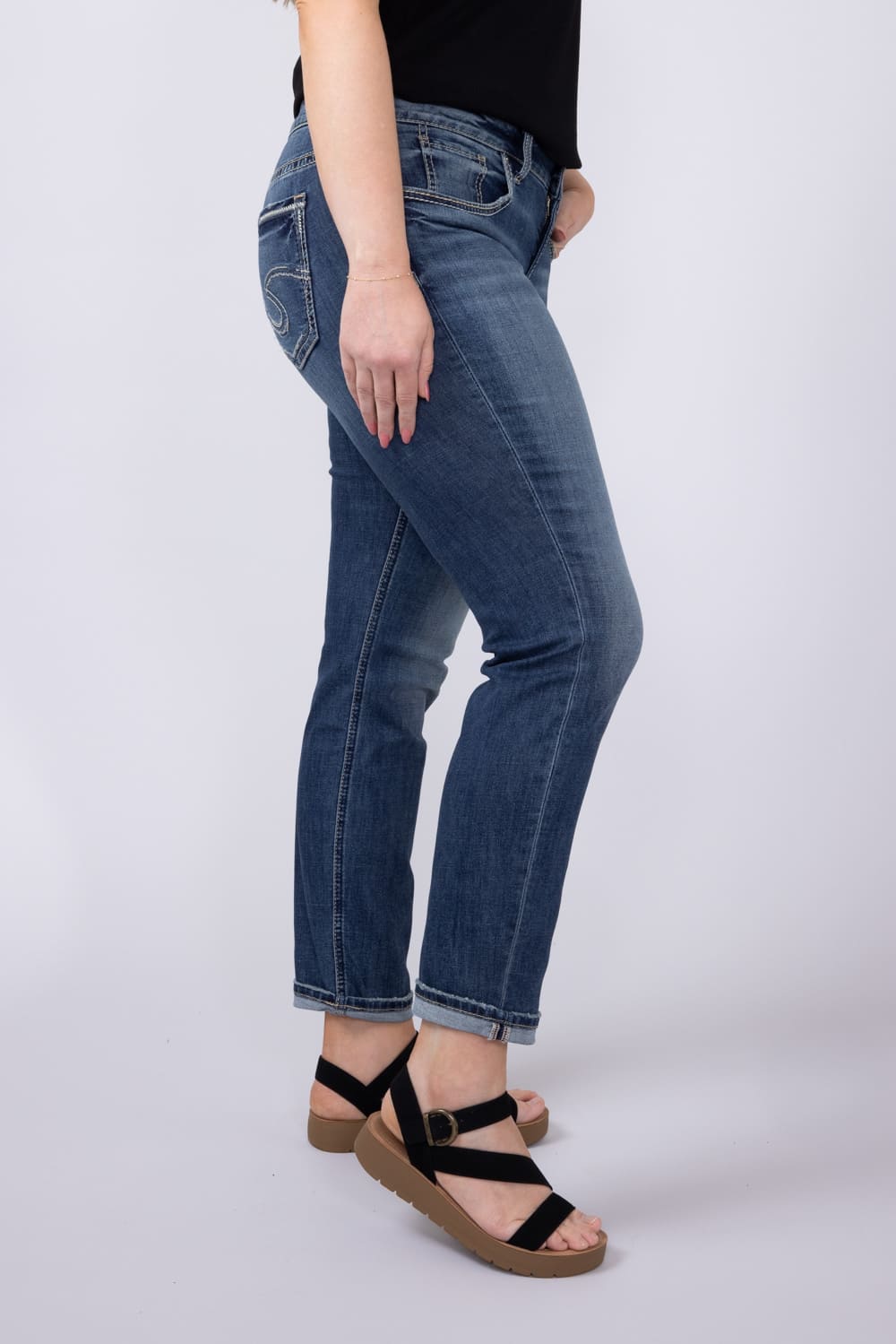 Silver Jeans Boyfriend Mid Rise Slim Leg Jeans for Women