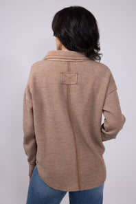Simply Southern V-neck Collar Top for Women in Sand
