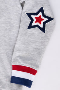 Simply Southern Youth Sequined USA Varsity Crew Sweatshirt for Girls in Grey