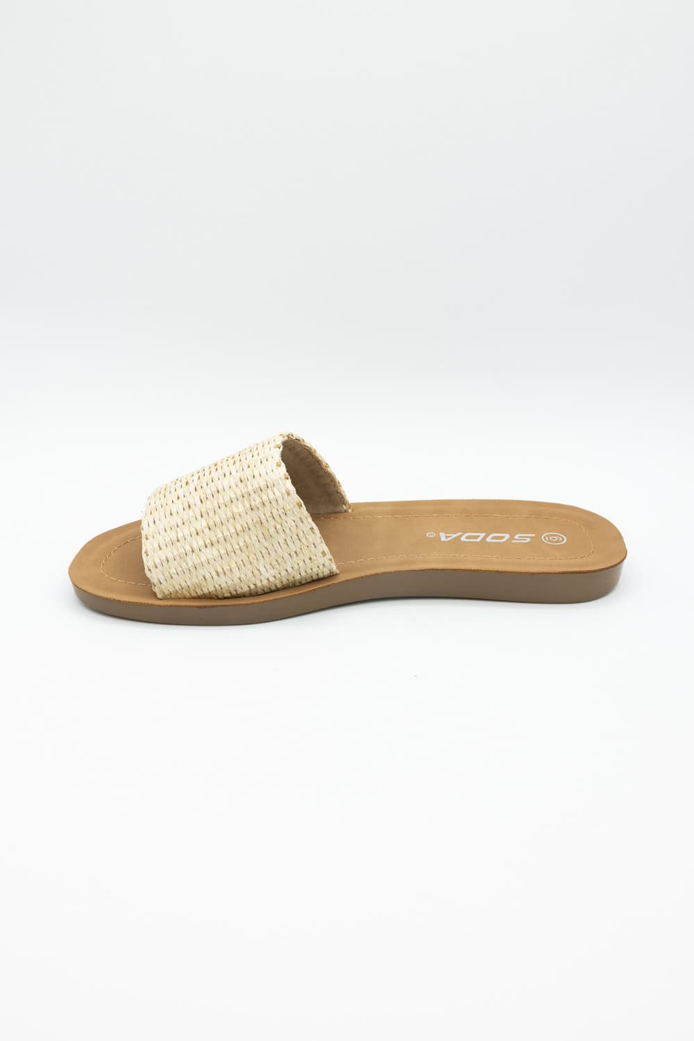 Soda Effron Raffia Slide Sandals for Women in Bone