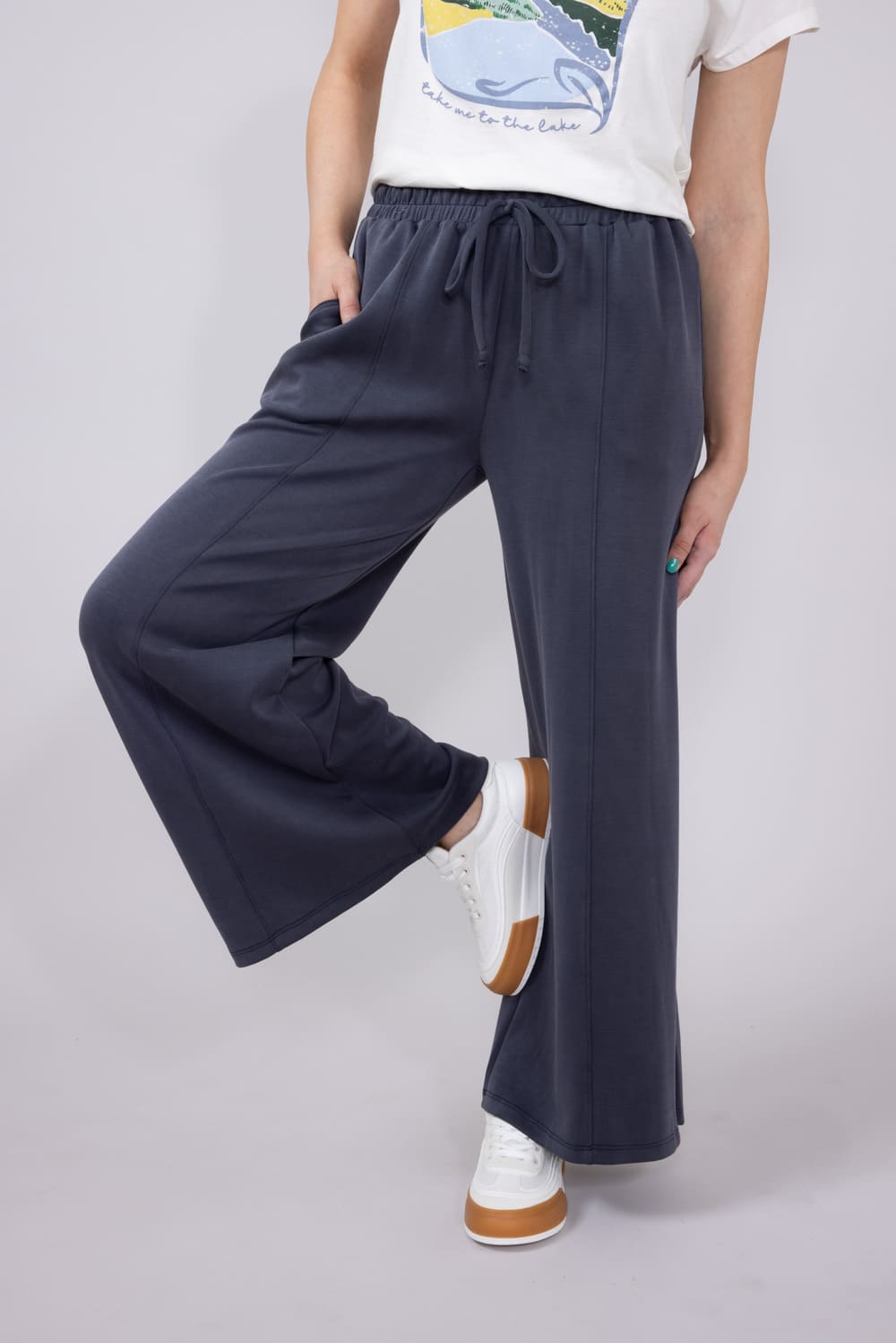 Wide Leg Lounge Pants for Women in Graphite