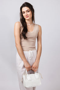 Woven Braided Beach Purse for Women in Ivory