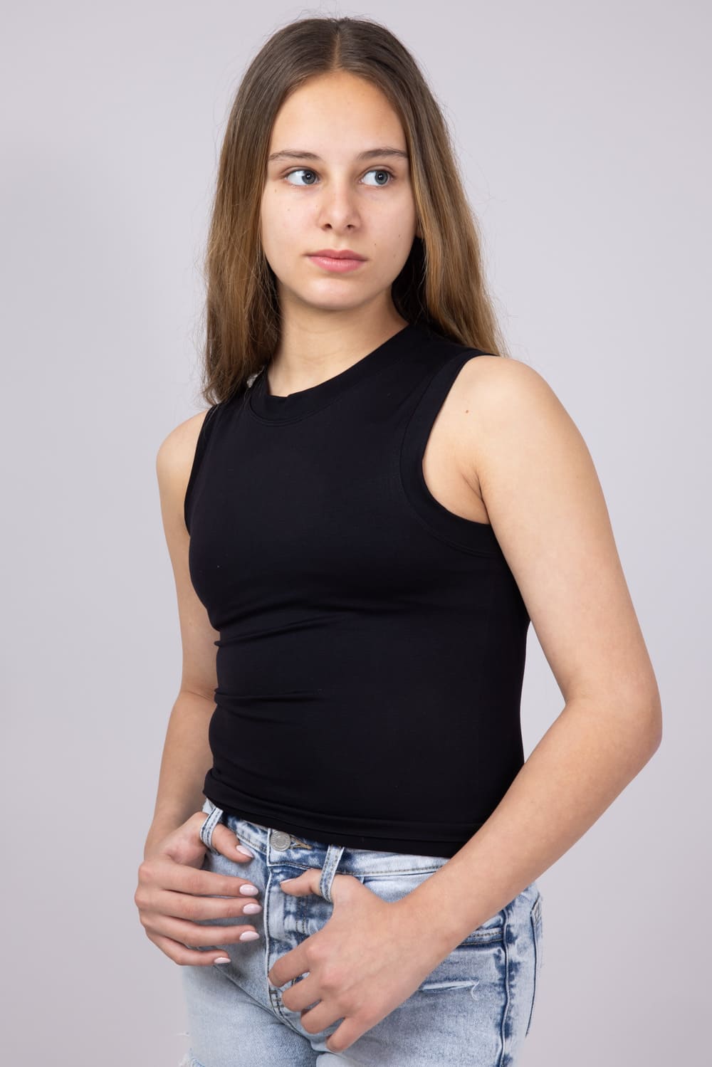 Moa Moa Seamless Tank Top for Girls in Black
