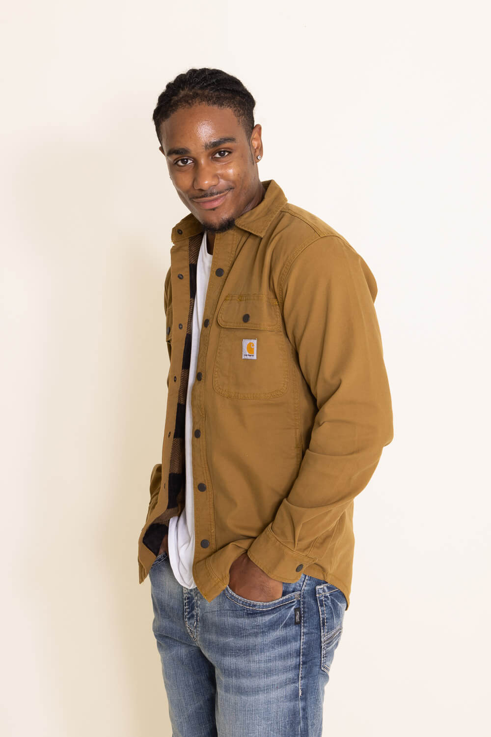 Carhartt Canvas Fleece Lined Shirt Jacket for Men in Brown