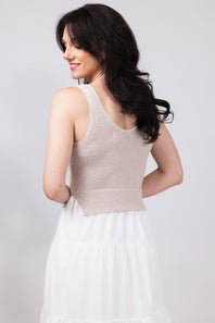 Elan Knit Mix Maxi Dress for Women in Natural/White