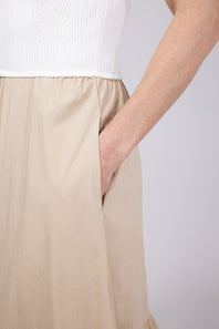 Elan Mix Media Maxi Dress for Women in Sand White