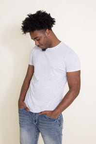 Basic Crewneck T-Shirt for Men in Speckled White