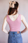 Scallop Tank Top for Women in Dusty Pink