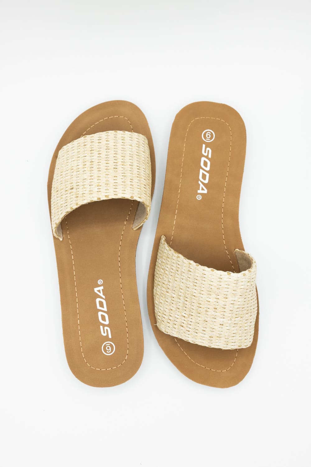 Soda Effron Raffia Slide Sandals for Women in Bone