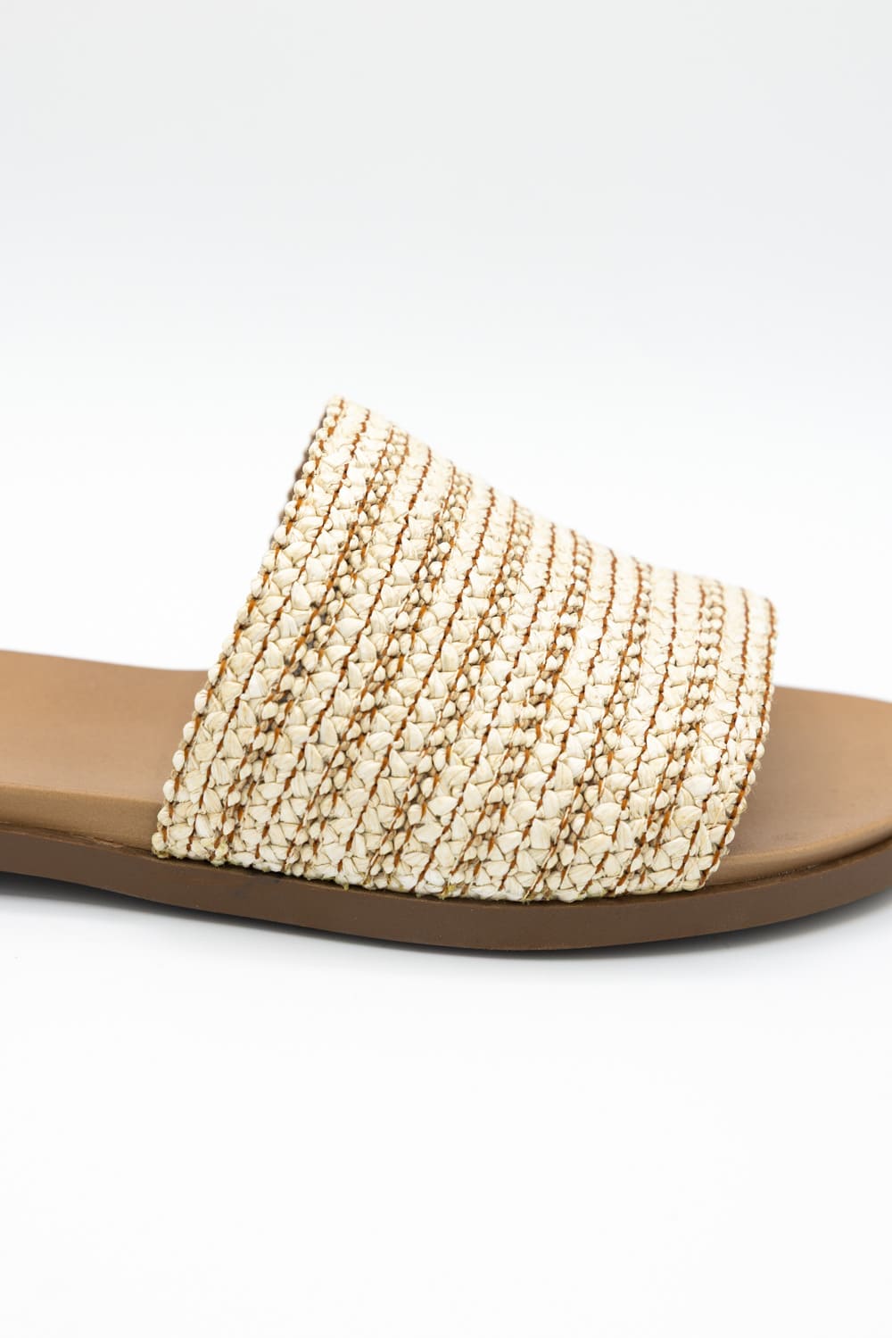 Soda Fate Raffia Slide Sandals for Women in Natural