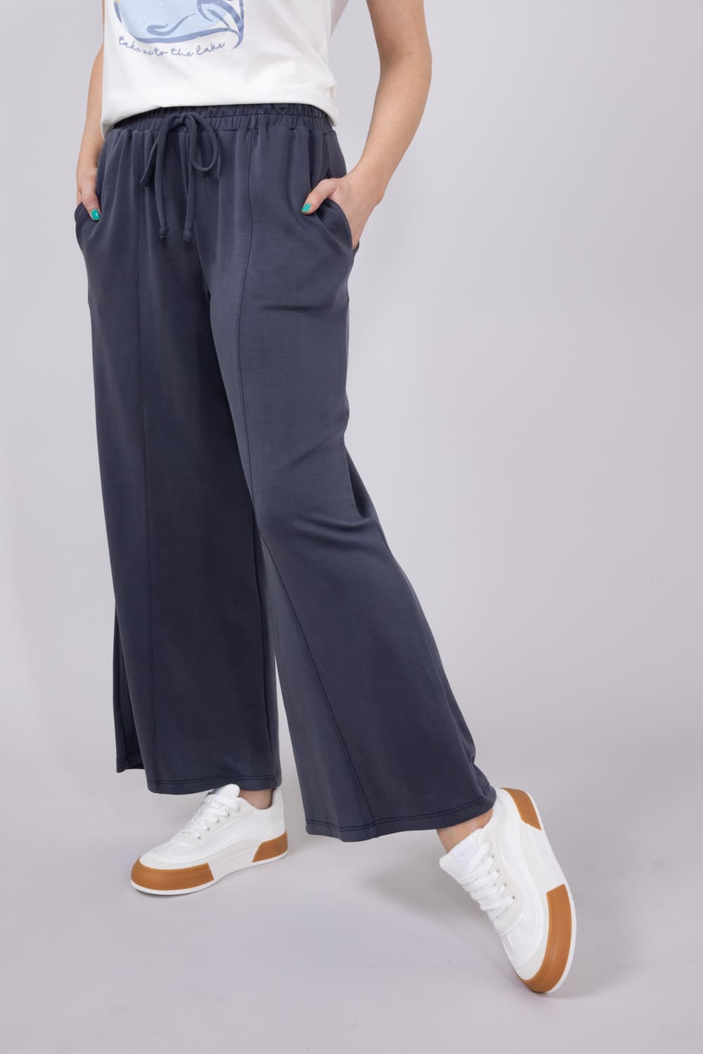 Wide Leg Lounge Pants for Women in Graphite