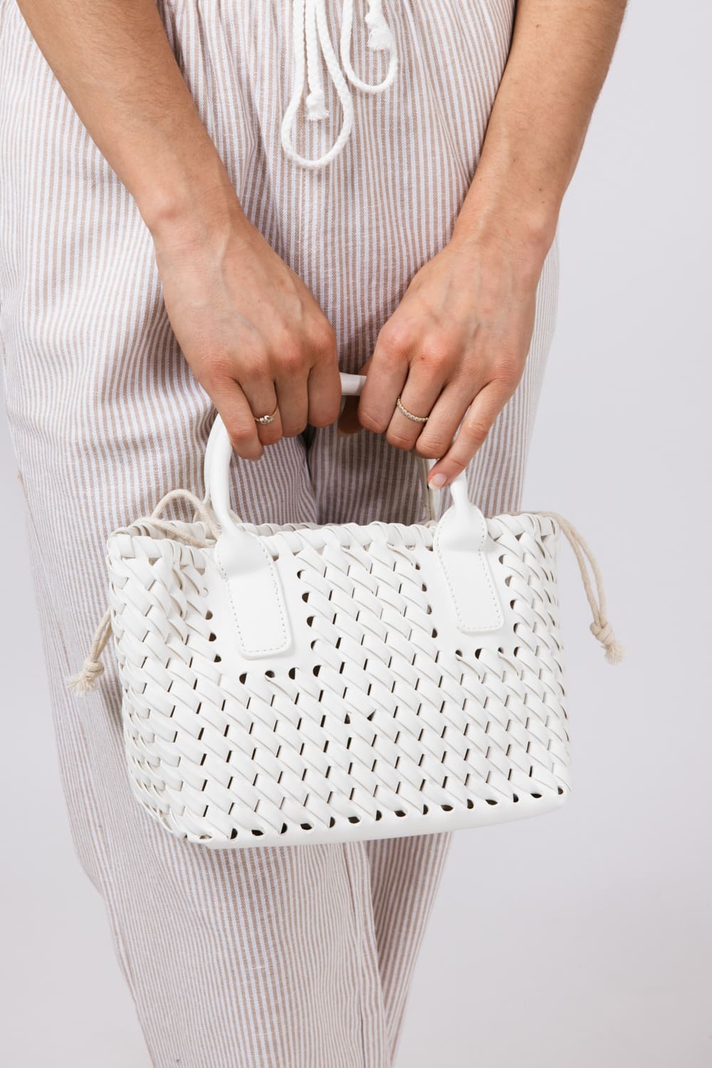 Woven Braided Beach Purse for Women in Ivory