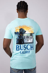 Busch Light Dog Cooler T-Shirt for Men in Teal Blue