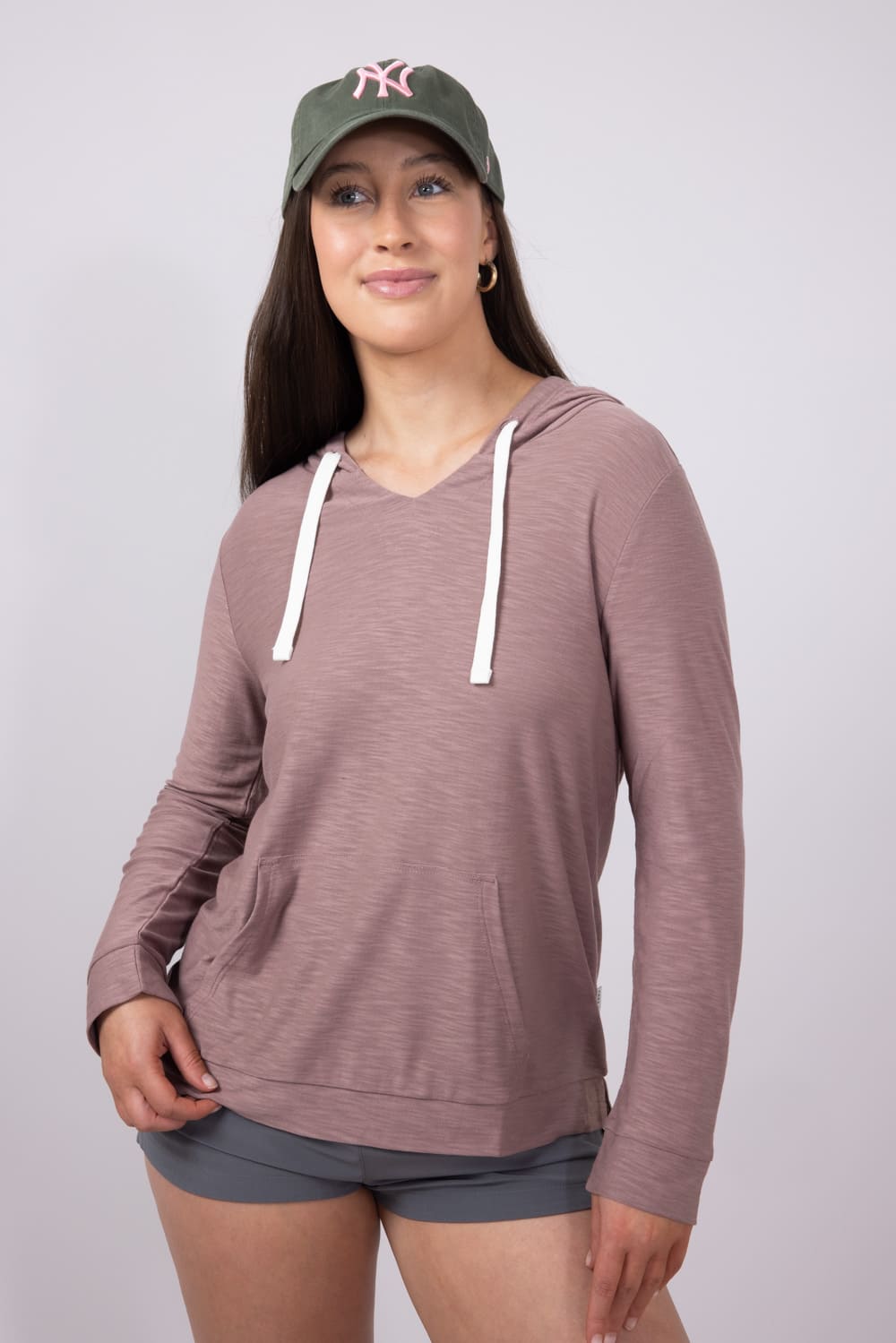Free Fly Bamboo Lightweight Slub Hoodie for Women in Fig Purple