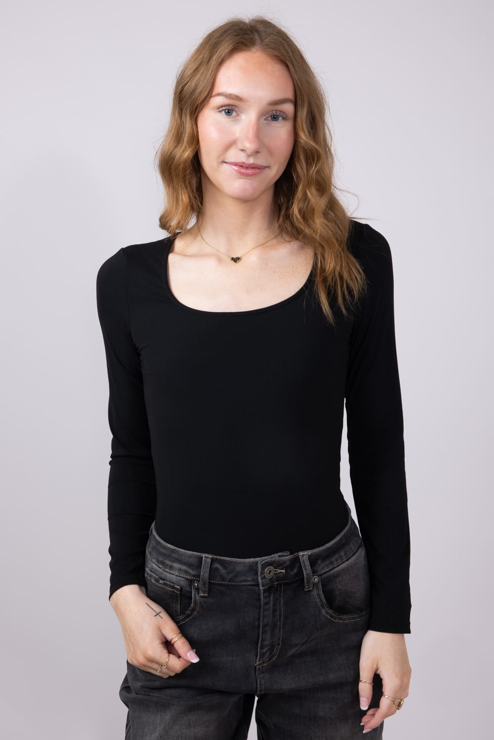 Long Sleeve Bodysuit for Women in Black