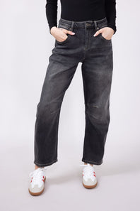 Mica Super High-Rise Barrel-Leg Jeans for Women in Black Eel