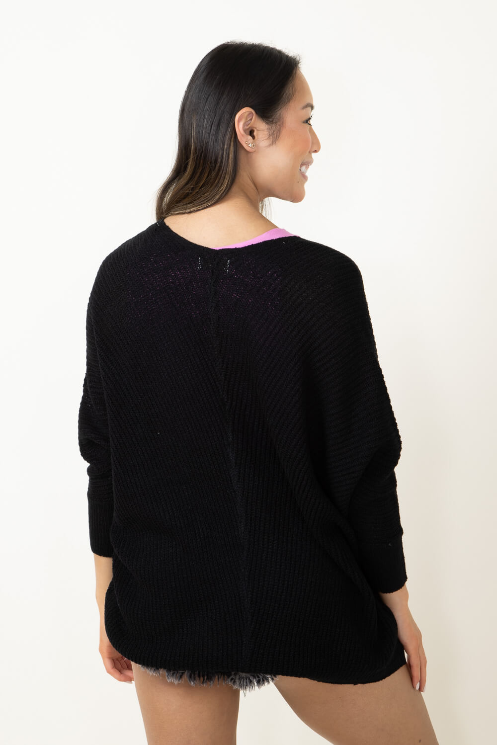 Shaker Stitch Cardigan for Women in Black