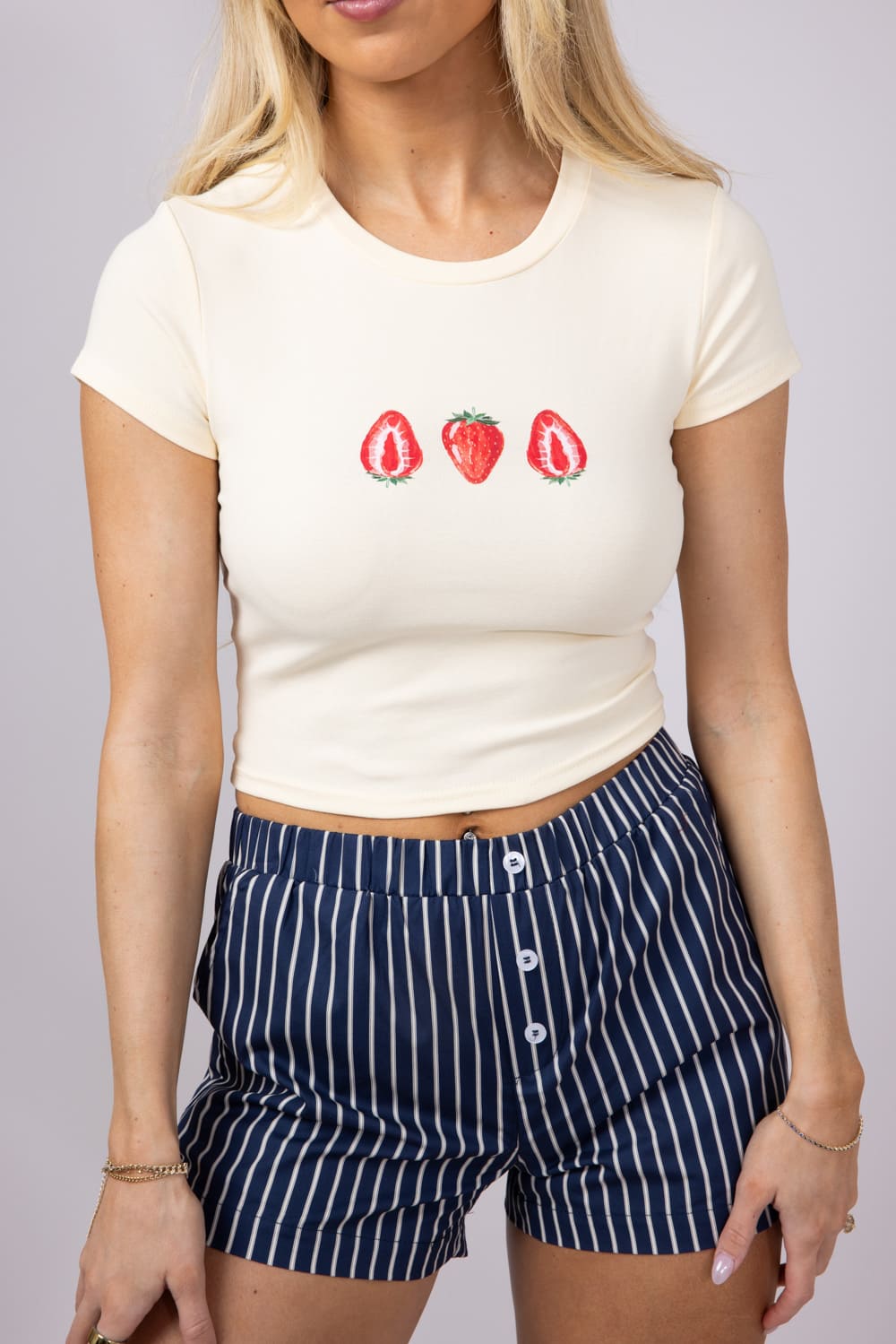 Bailey Rose Strawberry Baby T-Shirt for Women in Custard