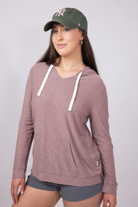 Free Fly Bamboo Lightweight Slub Hoodie for Women in Fig Purple