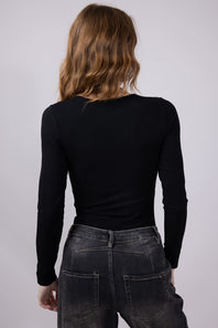 Long Sleeve Bodysuit for Women in Black