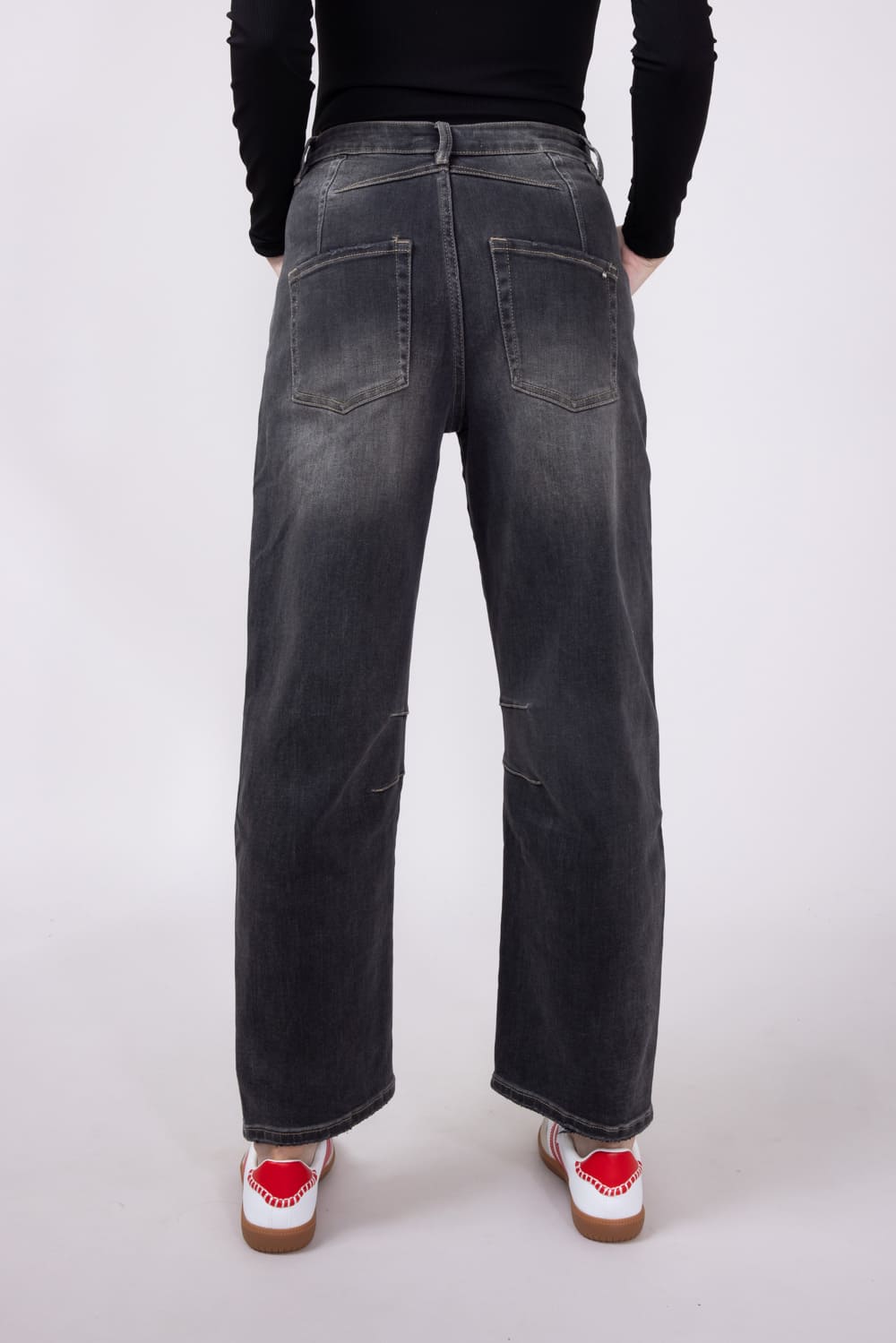 Mica Super High-Rise Barrel-Leg Jeans for Women in Black Eel