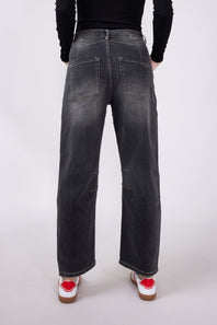Mica Super High-Rise Barrel-Leg Jeans for Women in Black Eel
