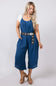 La Miel Cropped Wide Leg Jumpsuit for Women in Blue