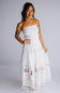 Eyelet Lace Strapless Midi Dress for Women in White