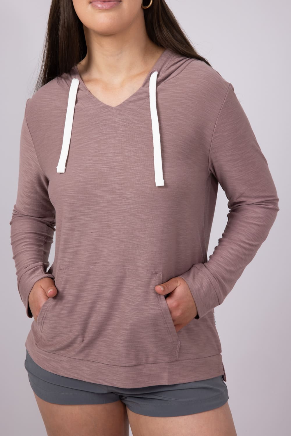 Free Fly Bamboo Lightweight Slub Hoodie for Women in Fig Purple