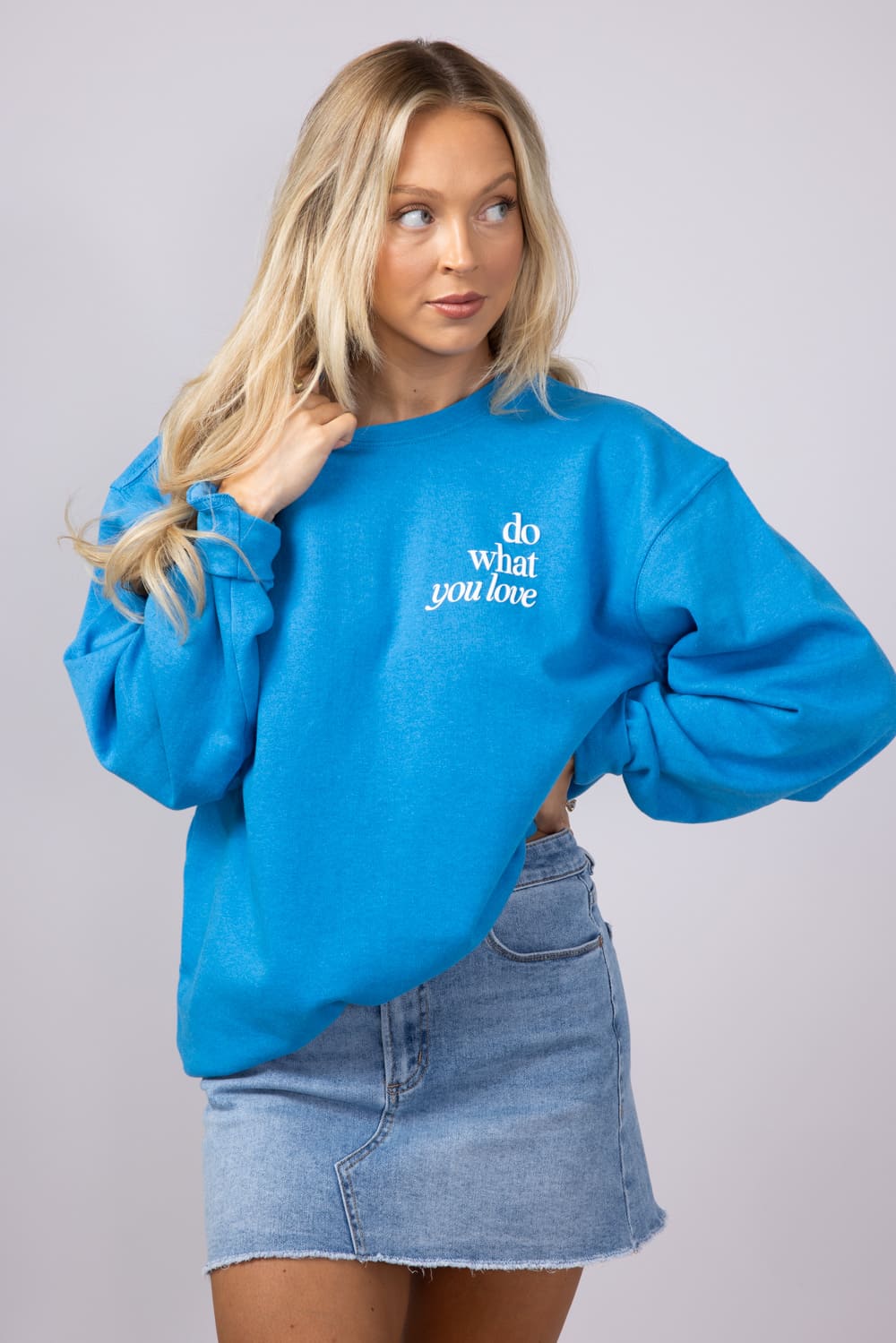 Simply Southern Love What You Do Sweatshirt for Women in Blue