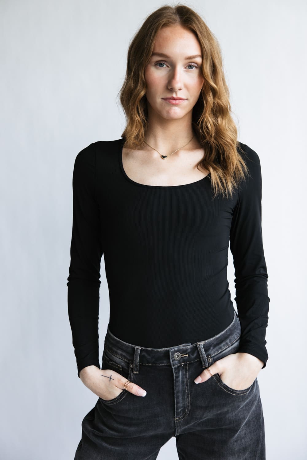 Long Sleeve Bodysuit for Women in Black