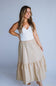 Elan Mix Media Maxi Dress for Women in Sand White