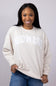 1897 Active Embroidered Chenille Patch Fleece Crewneck for Women in Beige