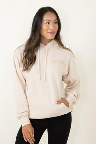 1897 Active Wisconsin Embroidered Hoodie for Women in Cream