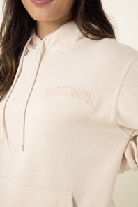 1897 Active Wisconsin Embroidered Hoodie for Women in Cream