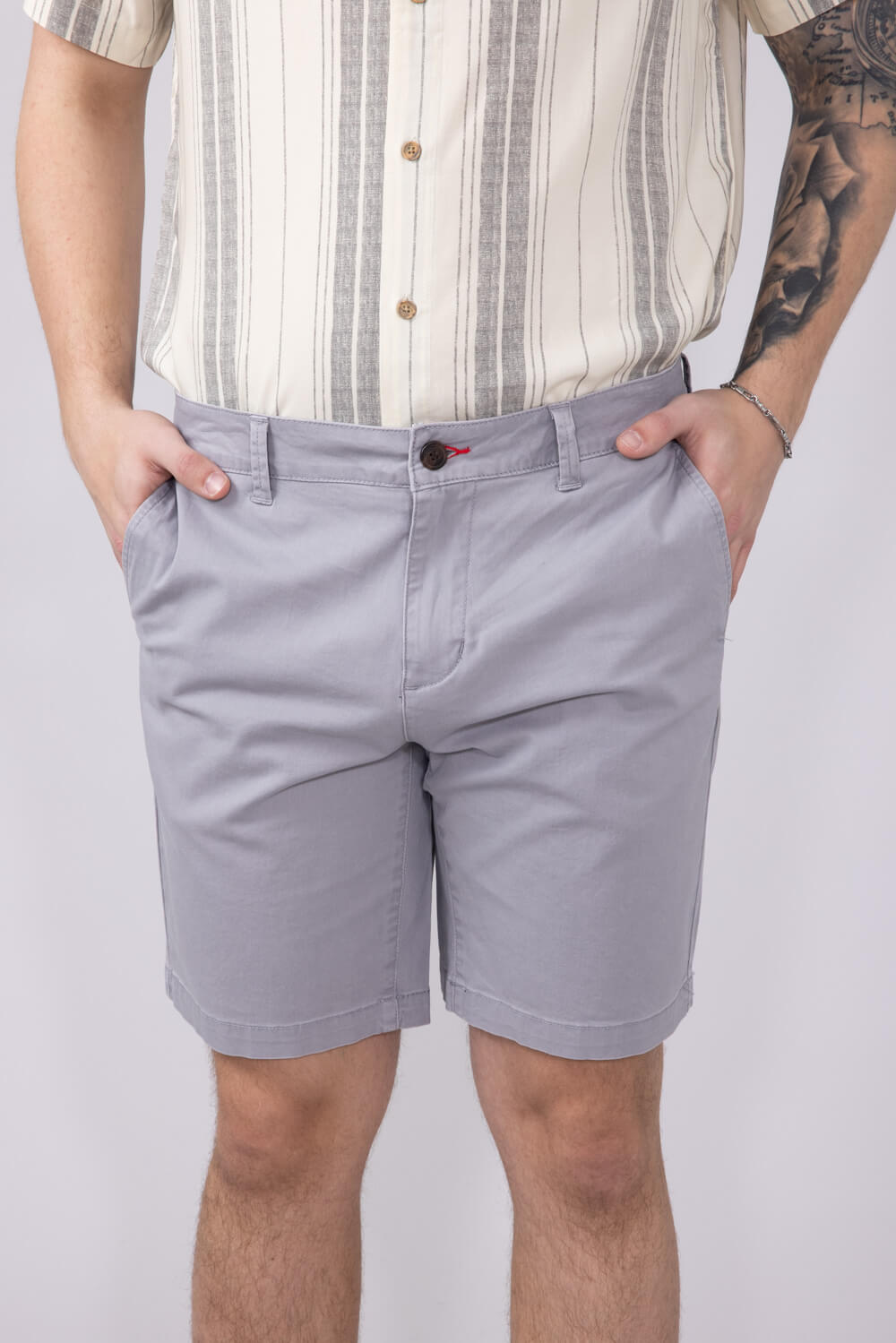 1897 Legends 9” Heavy Washed Twill Flat Front Shorts for Men in Light Grey