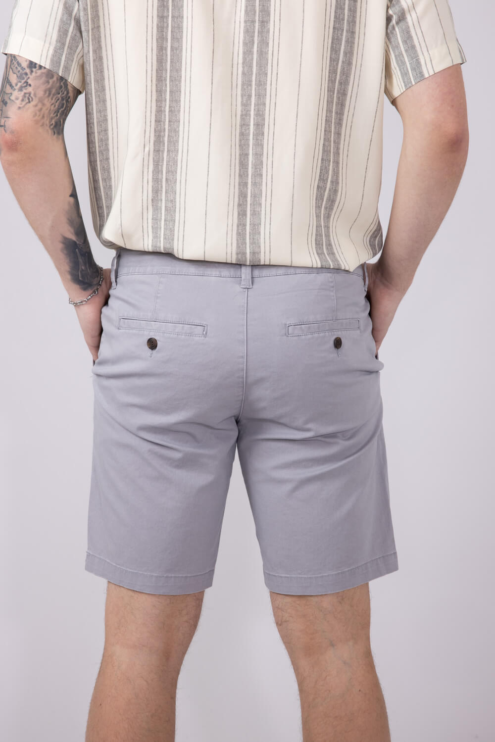 1897 Legends 9” Heavy Washed Twill Flat Front Shorts for Men in Light Grey