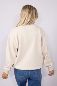 1897 Active Mama Chenille Patch Sweatshirt for Women in Cream