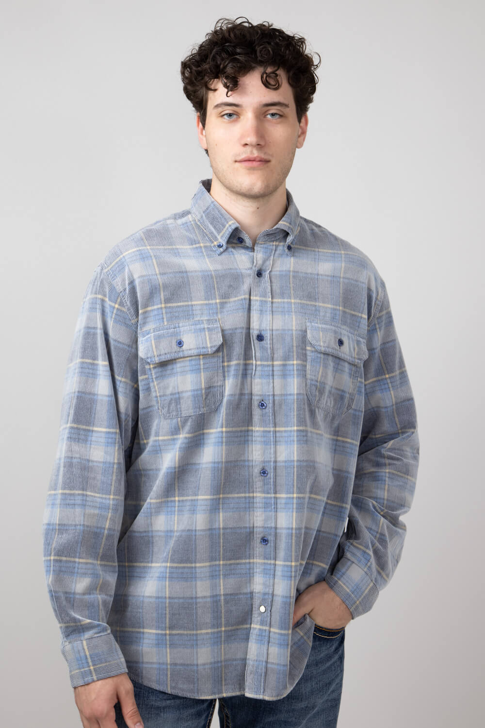 1897 Legends Corduroy Shirt for Men in Ecru Blue