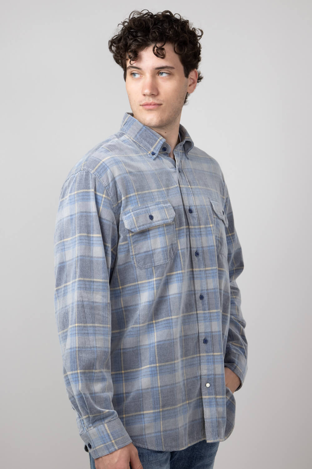 1897 Legends Corduroy Shirt for Men in Ecru Blue